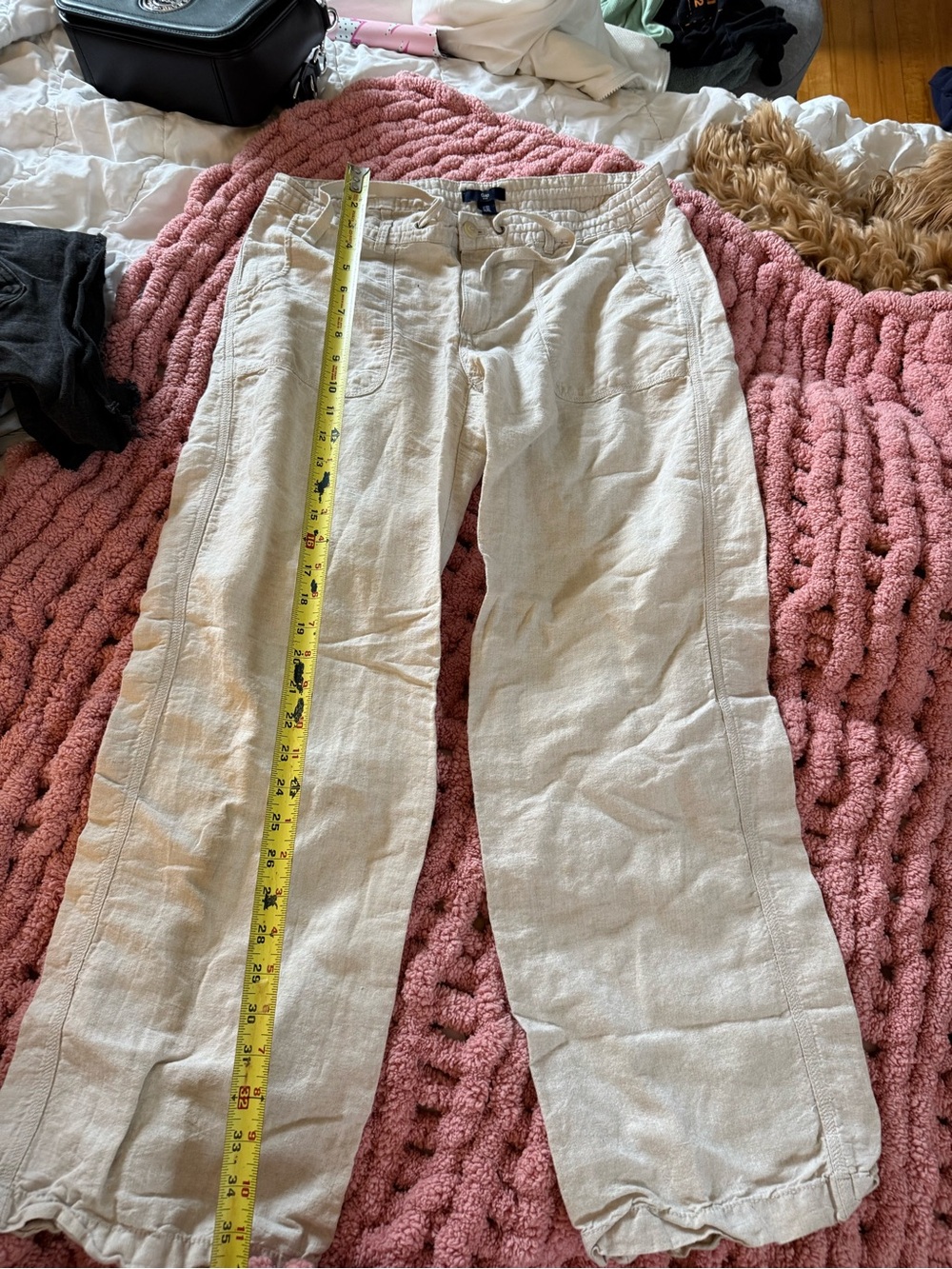 Gap Cream Linen Drawstring Trouser Pants Size 10R